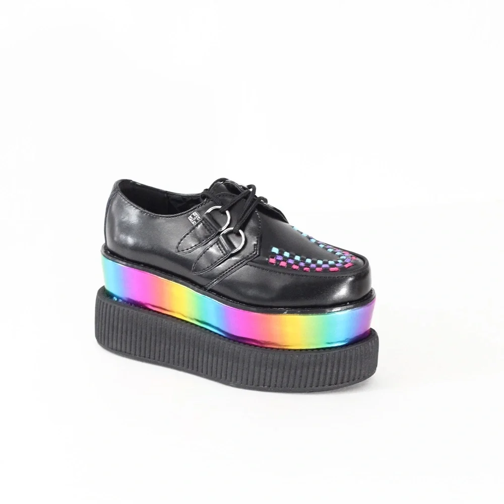 TUK Rainbow Creepers Platform Shoes New Women sz 6 Colorful Oxford